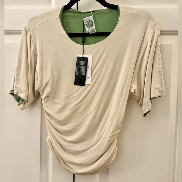 Chaser Sz S Ocala Whitecap Piquant REVERSIBLE Fitted Top REVERSES IVORY TO GREEN - Picture 14 of 16